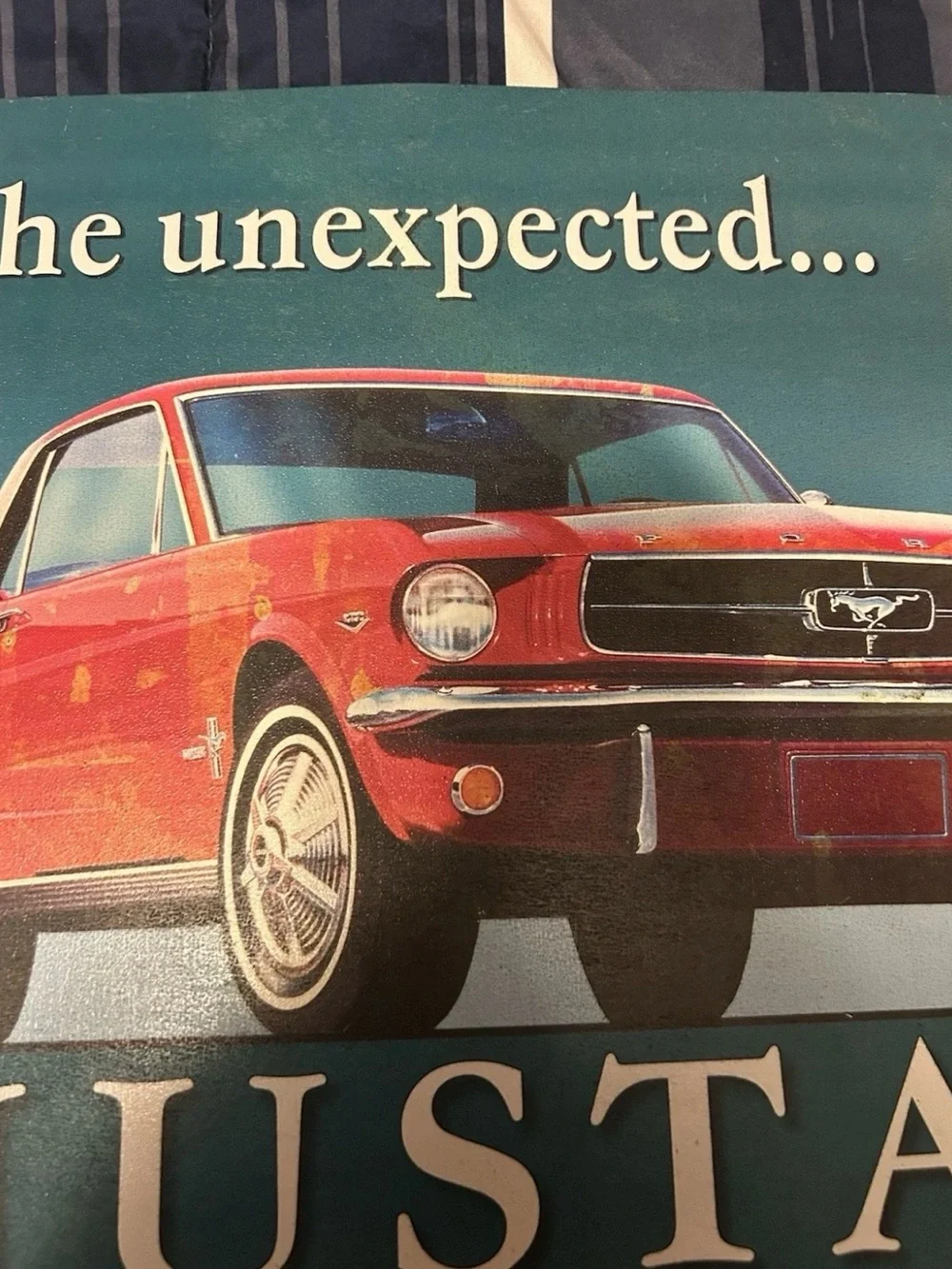 Ford Red Mustang Vintage Car Wall Art